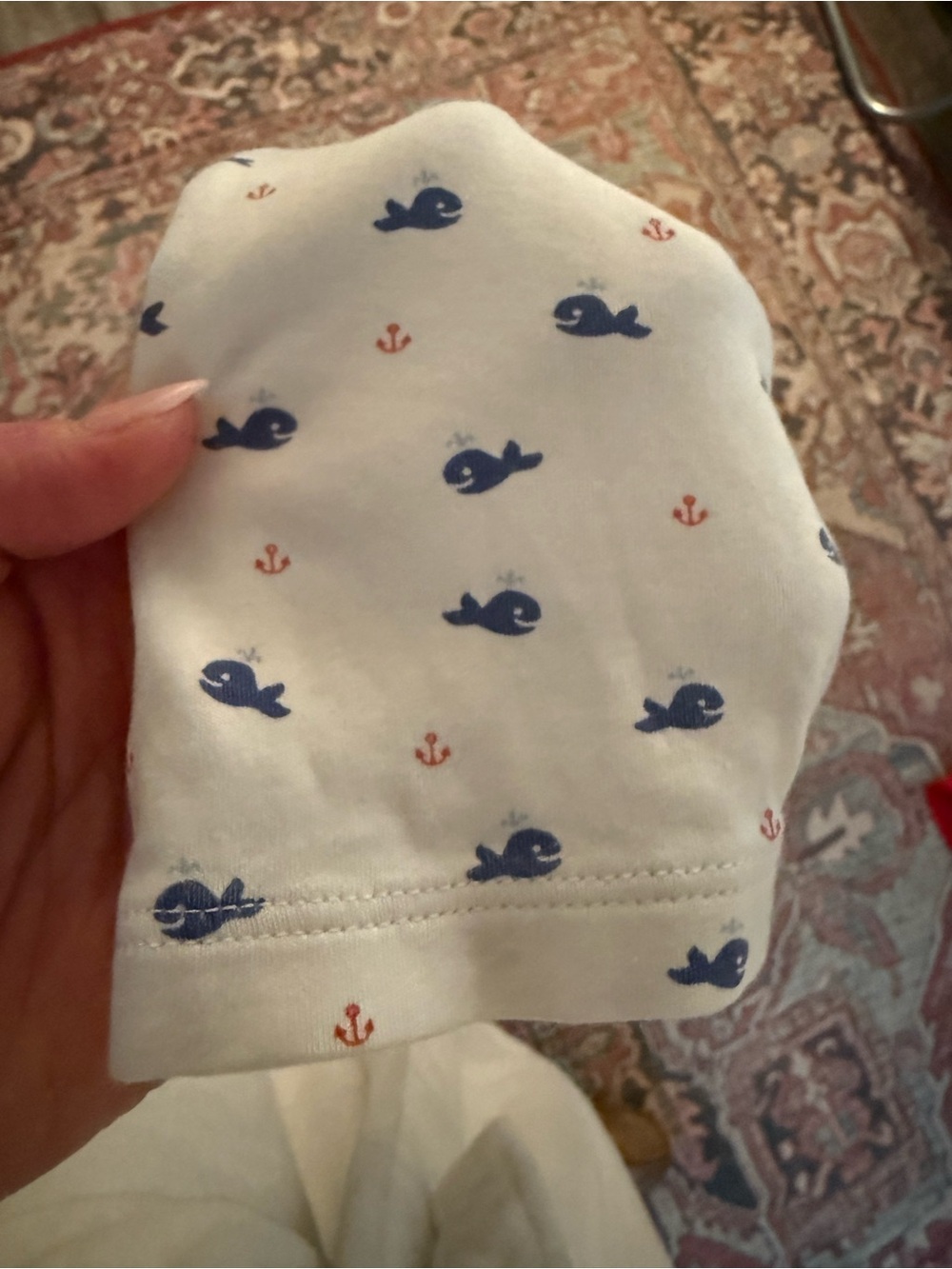 Kissy Kissy Whale & Anchor Print Pima Cotton Sleeveless Infant Romper - Picture 3 of 3